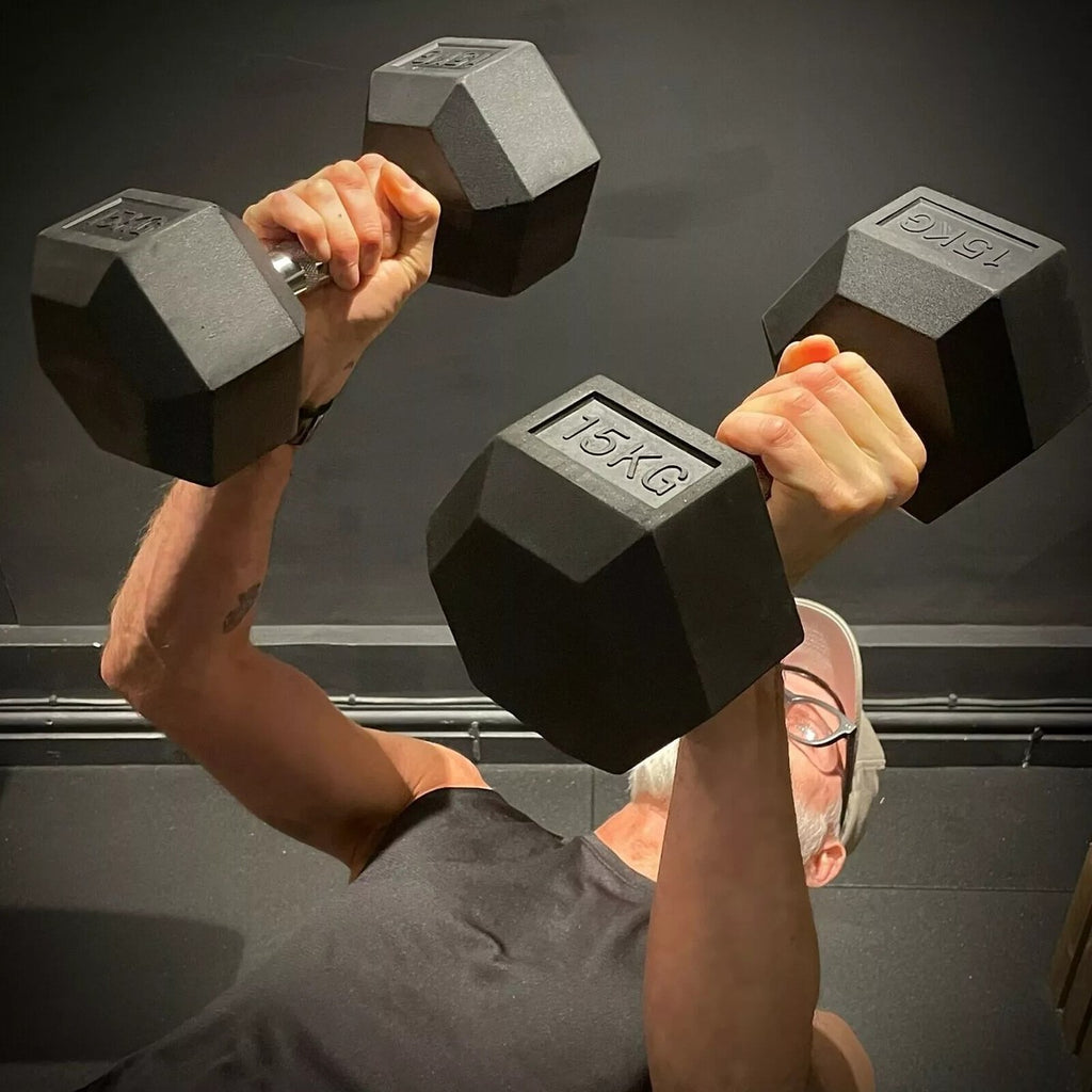 WAFI FITNESS Rubber Hex Dumbbell 2.5KG TO 50 KG – Commercial Strength Training Weight