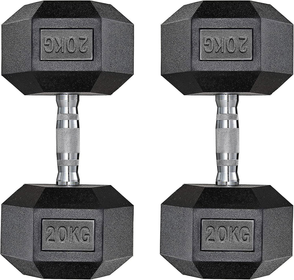 WAFI FITNESS Rubber Hex Dumbbell 2.5KG TO 50 KG – Commercial Strength Training Weight