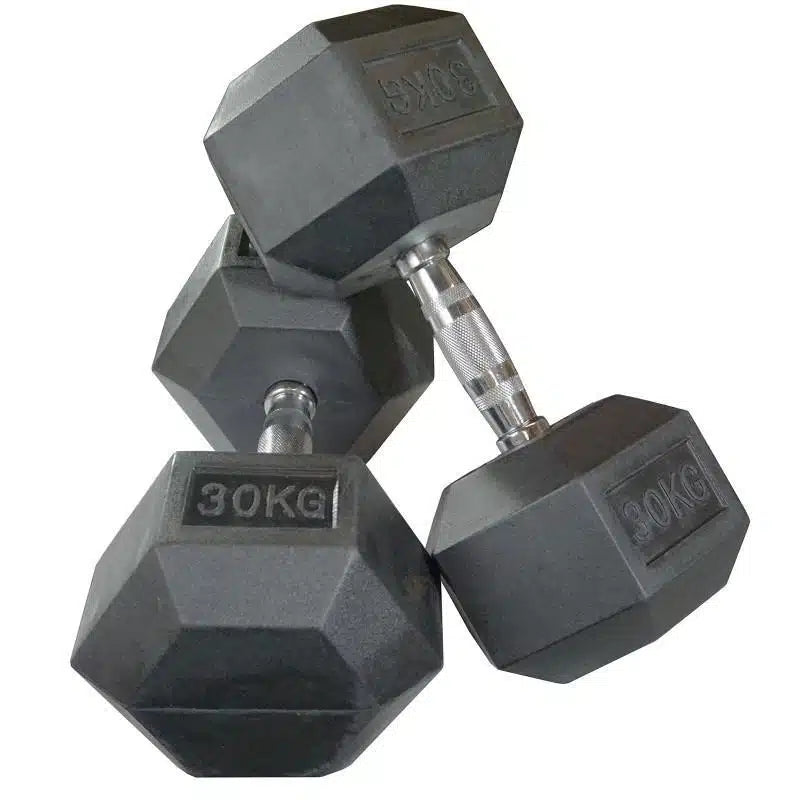 WAFI FITNESS Rubber Hex Dumbbell 2.5KG TO 50 KG – Commercial Strength Training Weight