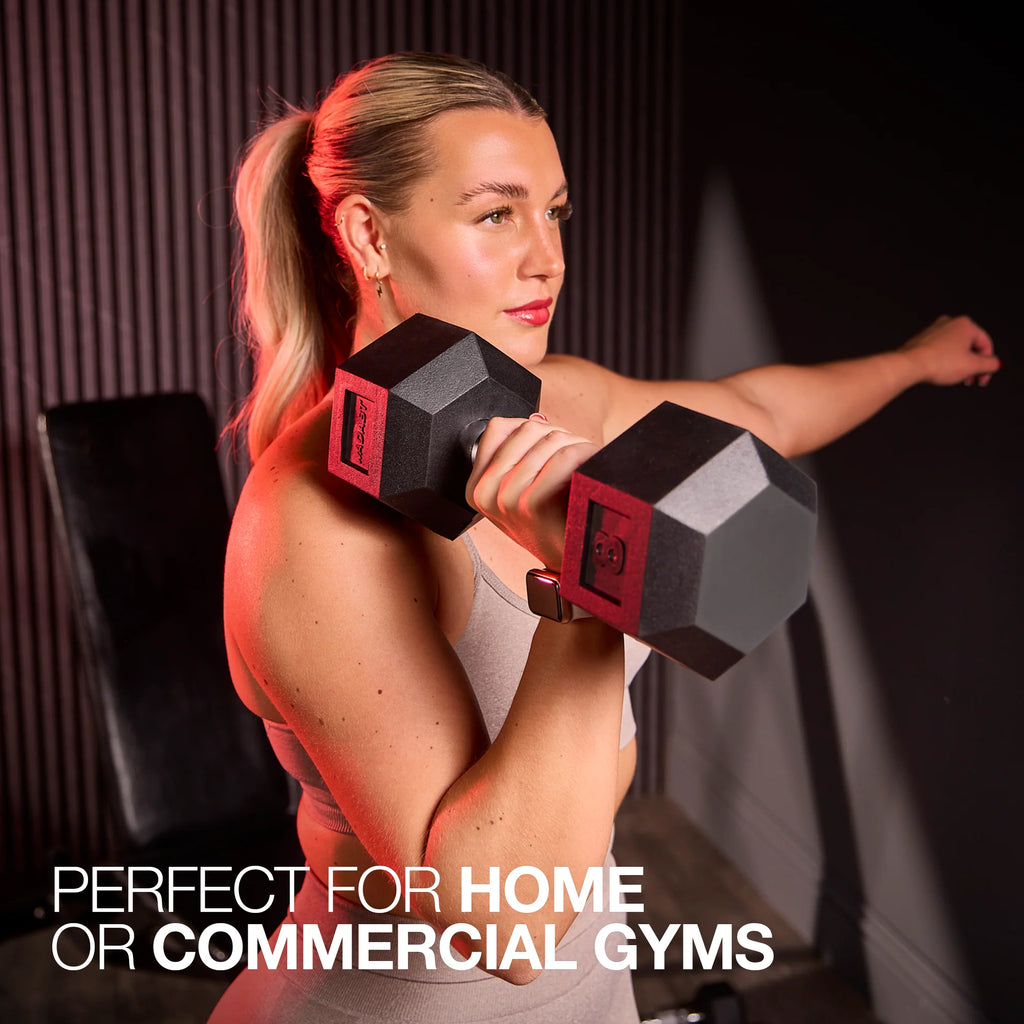 WAFI FITNESS Rubber Hex Dumbbell 2.5KG TO 50 KG – Commercial Strength Training Weight