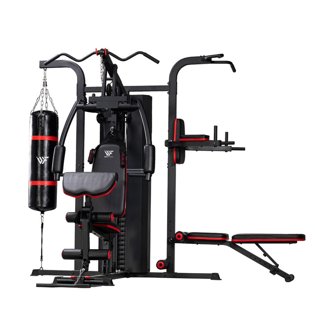 WAFI FITNESS Three Station Home Gym with Bench | WF-HG601-3B | 70KG Weight Stack